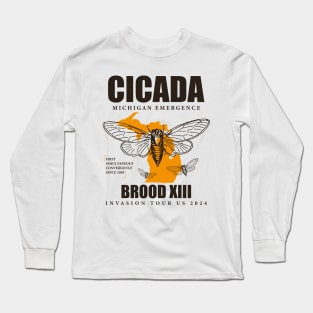 Cicada Michigan Map Invasion Emergence Brood XIII 2024 Long Sleeve T-Shirt